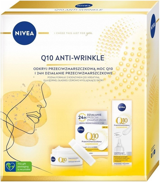 Набір для жінок Nivea Q10 Anti-Wrinkle Денний крем для обличчя 50 мл + Крем для повік 15 мл (9005800361598) - зображення 1