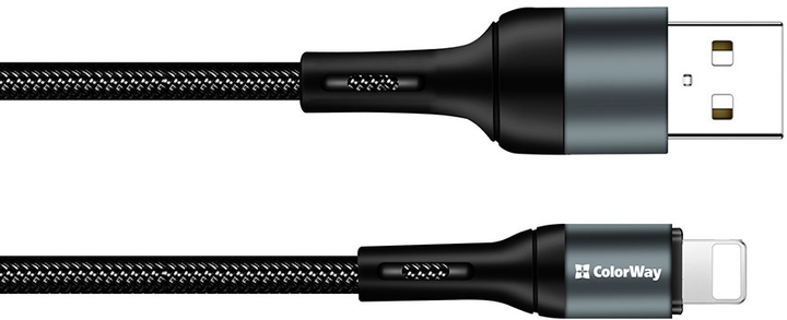 Кабель ColorWay USB - Apple Lightning 2.4A 1 m Black (CW-CBUL045-BK) - зображення 4