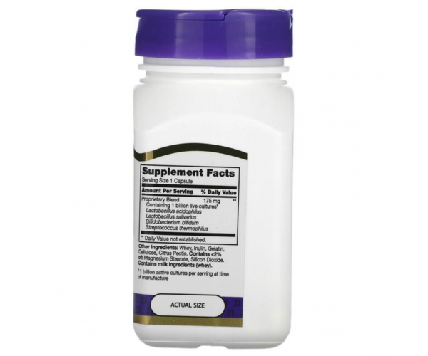 Смесь пробиотиков Ацидофилус 21st Century "Acidophilus Probiotic Blend" пробиотическая смесь 4 штаммов, 1 млрд КОЕ (100 капсул)(437226932) - изображение 2