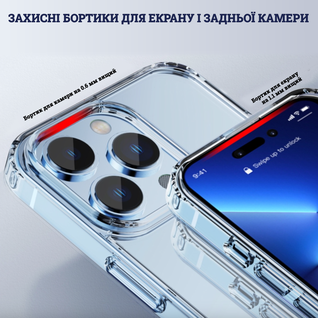Протиударний чохол iPhone 14 Pro MaxI PAKY Comely Series Силікон+Пластик Прозорий - Фото 6 Протиударний чохол iPhone 14 Pro MaxI PAKY Comely Series Силікон+Пластик Прозорий - зображення 6