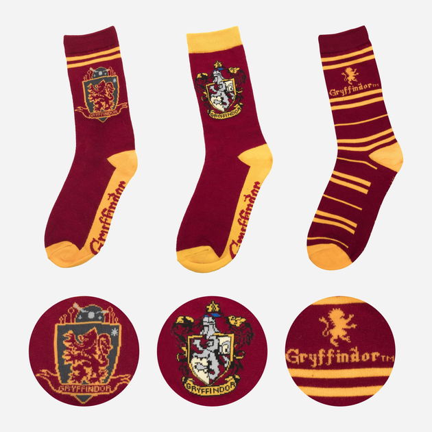 Набір дитячих шкарпеток 3 пари Distrineo Harry Potter - Gryffindor socks One size Червоний (4895205602700) - зображення 1