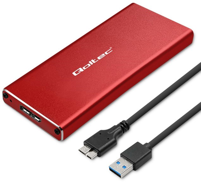 Зовнішня кишеня Qoltec M.2 SSD SATA USB 3.0 2TB Red (5901878518312) - зображення 1