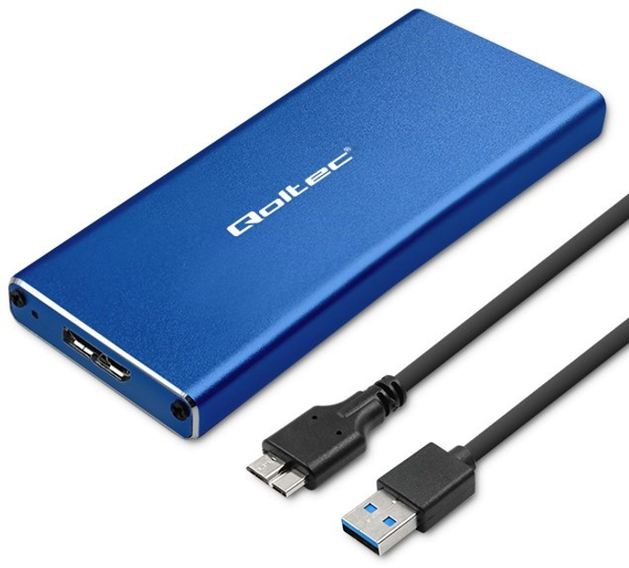 Зовнішня кишеня Qoltec M.2 SSD SATA USB 3.0 2TB Blue (5901878518329) - зображення 1