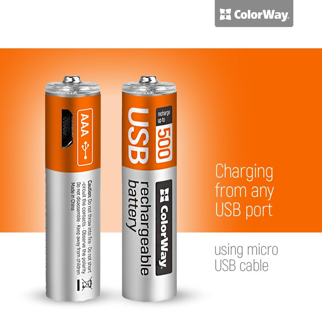 Акумулятори ColorWay AAA 1.5 В 400 мАг 2 шт (CW-UBAAA-01) - зображення 2