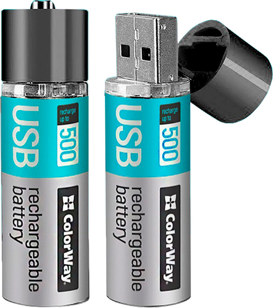 Акумулятори ColorWay USB AA 1.5 В 1200 мАг 2 шт (CW-UBAA-02) - зображення 1
