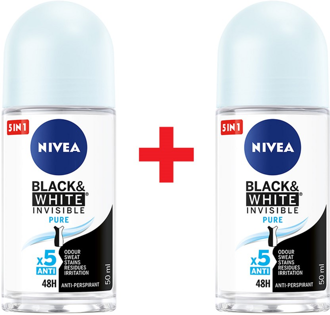 Упаковка атиперспирантов NIVEA Черное и белое Невидимый Pure шариковый ...