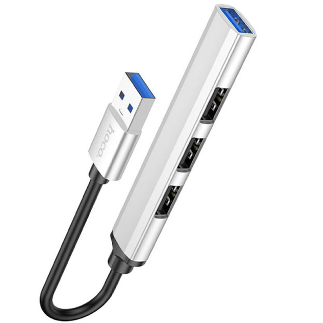 Переходник Hoco HB26 4in1 (USB to USB3.0+USB2.0*3) Silver – фото ...
