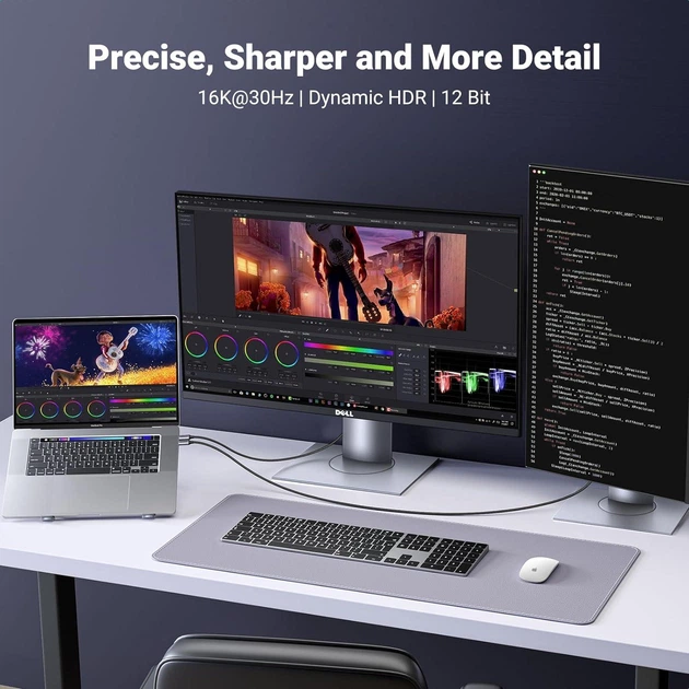 Кабель 16K Ultra HD UGREEN CM707 USB Type-C to DisplayPort 2.1 HDR10+Thunderbolt 4 to DP 16k 30hz 10k 60hz 8k 120hz 4k 240hz Grey 1m (25863) - Фото 2 Кабель 16K Ultra HD UGREEN CM707 USB Type-C to DisplayPort 2.1 HDR10+Thunderbolt 4 to DP 16k 30hz 10k 60hz 8k 120hz 4k 240hz Grey 1m (25863) - зображення 2