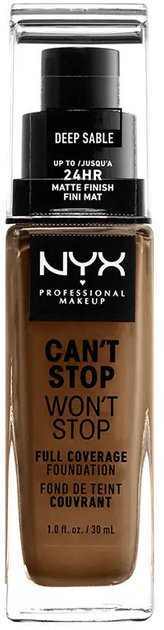 Тональна основа NYX Can\'t Stop Won\'t Stop Full Coverage Deep Sable 30 мл (0800897157371) - зображення 1