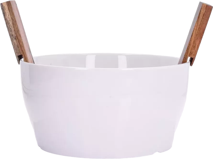 Misa sałatkowa ze sztućcami Duka Acacia porcelana biała 3500 ml 24 cm (5901912151598) - obraz 1