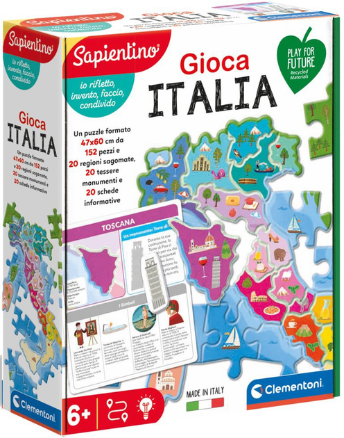Пазл Clementoni Sapientino Play Italy 47 x 60 см 152 деталі (8005125163144) - зображення 1