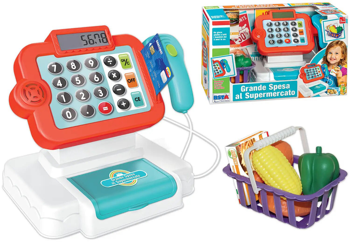 Kasa fiskalna RSTA Big Shopping at the Supermarket Cash Register z koszem na żywność (8004817111920) - obraz 3