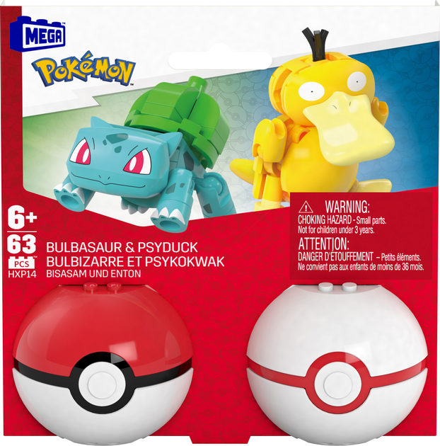 Klocki konstrukcyjne Mega Pokemon Pokeball Bulbasaur i Psyduck 63 elementy (0194735235742) - obraz 6