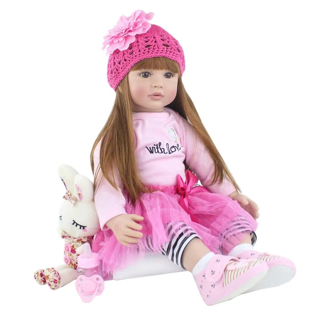 Большая виниловая кукла ручной работы с Зайчиком Reborn Baby Doll с настоящими волосами и красивыми глазами - изображение 5