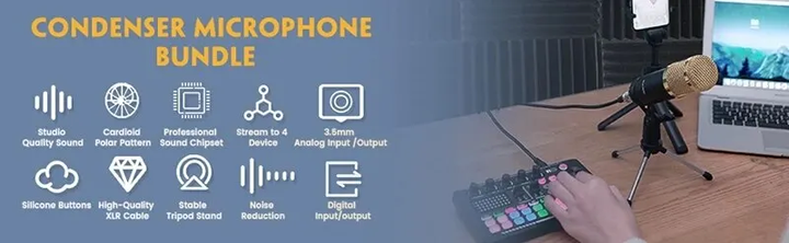 Студийная звуковая карта F998 с конденсаторным микрофоном - изображение 2