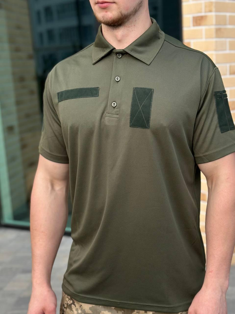 Чоловіча футболка поло coolmax оліва ЗСУ військова тактична ЗСУ армійські для військовослужбовців POLO 56 - зображення 2