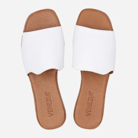 Klapki damskie eleganckie skórzane Venezia 13169 101 37 24.2 cm Białe (5906140318331) - obraz 5