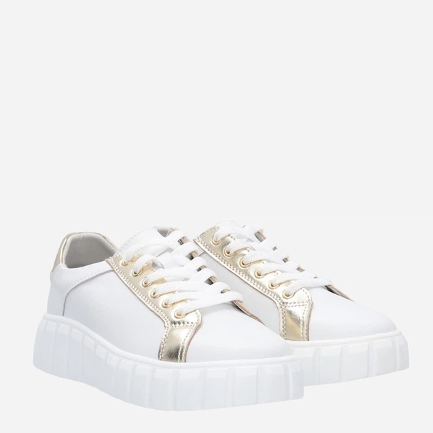 Sneakersy damskie skórzane Venezia F3033 37 24.2 cm Biały/Złoty (5906140415818) - obraz 4