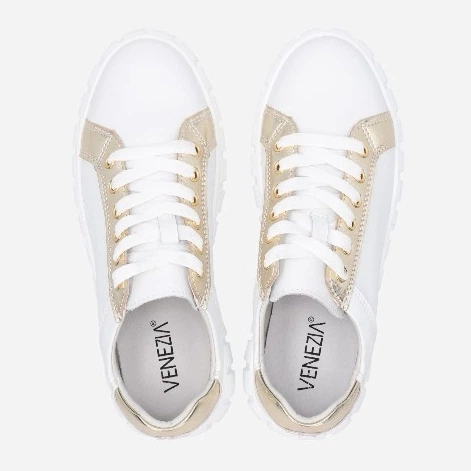 Sneakersy damskie skórzane Venezia F3033 37 24.2 cm Biały/Złoty (5906140415818) - obraz 5