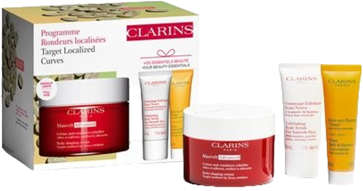 Набір косметики по догляду Clarins Masvelt Advanced Program Крем для корекції фігури 200 мл + Скраб для тіла 30 мл + Тонік-концентрат для ванни і душу 10 мл (3666057240553) - зображення 1