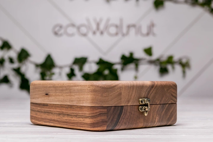 Коробочка для хранения наручных часов с логотипом EcoWalnut Цельная шкатулка для 4 часов со стеклянной крышкой - изображение 4