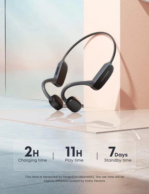 Бездротові спортивні кісткові навушники Langsdom Opetec Race Bluetooth-гарнітура з вбудованою пам'яттю 32G Чорний - зображення 9
