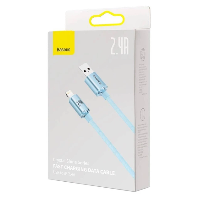 USB кабель для iPhone iPad с разъемом Lightning Baseus Crystal Shine Series (2.4A, 1.2m). Sky Blue - изображение 10