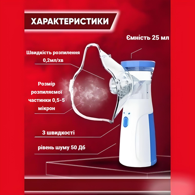 Портативний інгалятор небулайзер Mesh Nebulizer JSL-W302 - зображення 2