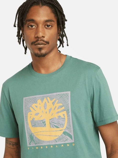 T-shirt męski bawełniany Timberland TB0A5UDB S Zielony (194903976248) - obraz 4