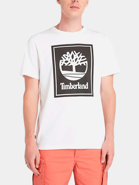 T-shirt męski bawełniany Timberland TB0A5WQQ XL Biały/Czarny (194902954421) - obraz 1