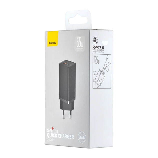 СЗУ Baseus GaN2 Lite Quick ChargerC+U 65W EU Black - изображение 2