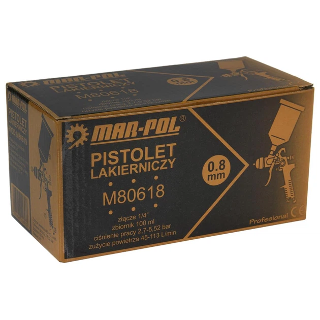Краскопульт Mar-Pol M80618 распылитель краски 0,8 мм хром - Фото 9 Краскопульт Mar-Pol M80618 распылитель краски 0,8 мм хром - изображение 9