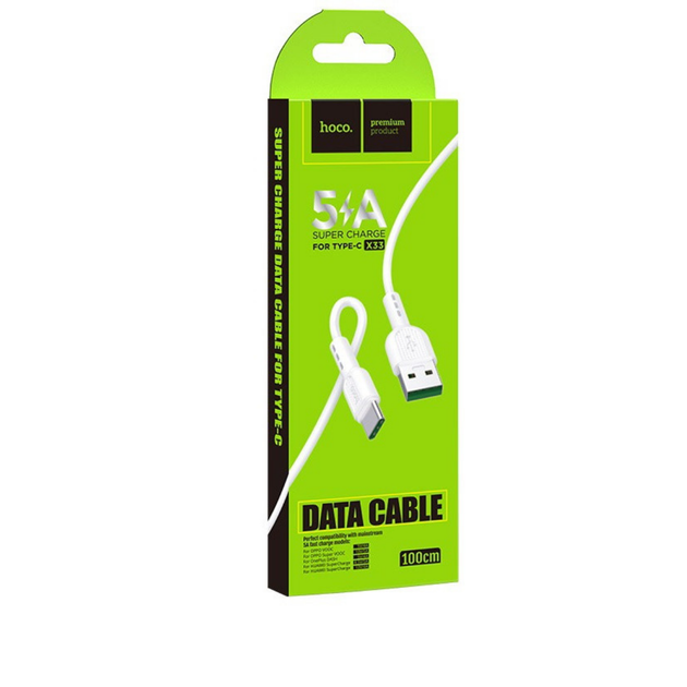 Кабель Hoco X33 Type-C 5A Surge charging data cable White - Фото 4 Кабель Hoco X33 Type-C 5A Surge charging data cable White - изображение 4