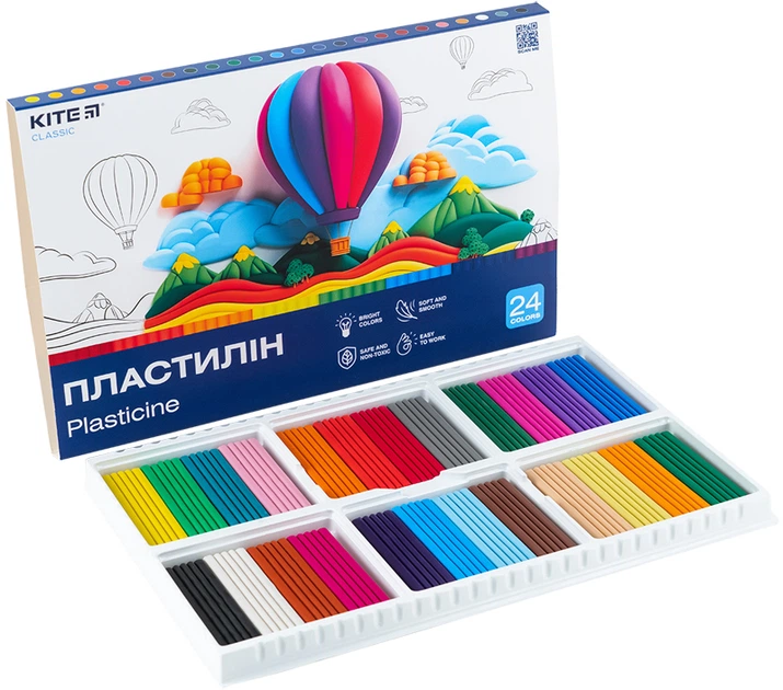 Пластилин Kite Classic 24 цвета 480 г (K-089) - Фото 2 Пластилин Kite Classic 24 цвета 480 г (K-089) - изображение 2