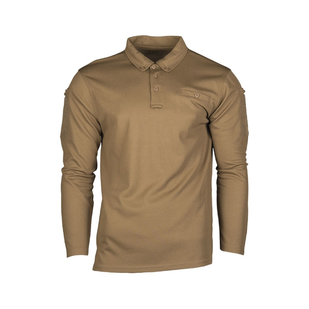 Футболка Поло тактична з довгим рукавом Tactical Long Sleeve Polo Shirt Quick Dry 2XL DARK COYOTE - зображення 1
