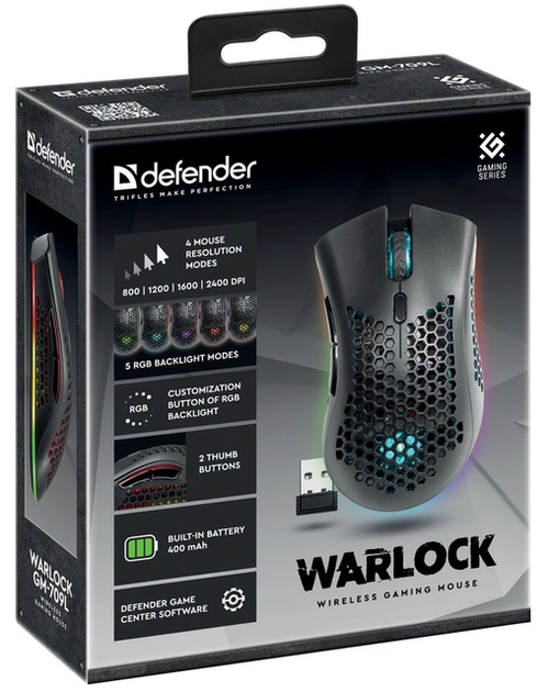 Миша Defender Warlock GM-709L RGB, Black (52709) (6857931) - Фото 7 Миша Defender Warlock GM-709L RGB, Black (52709) (6857931) - изображение 7