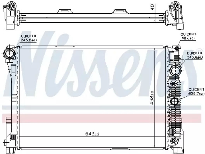 Радіатор охолодження двигуна MERCEDES-BENZ CLS, NISSENS (67162) - зображення 1