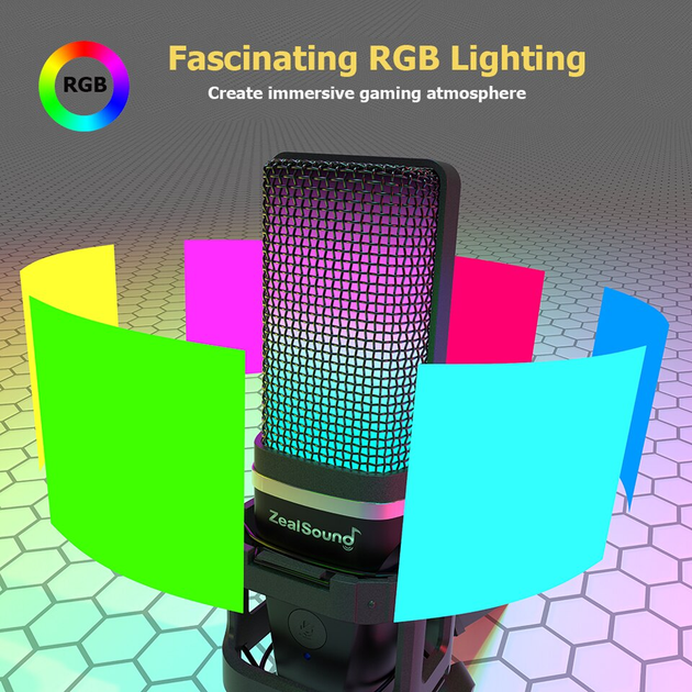 Микрофон Zealsound A68 USB с RGB-подсветкой - изображение 6