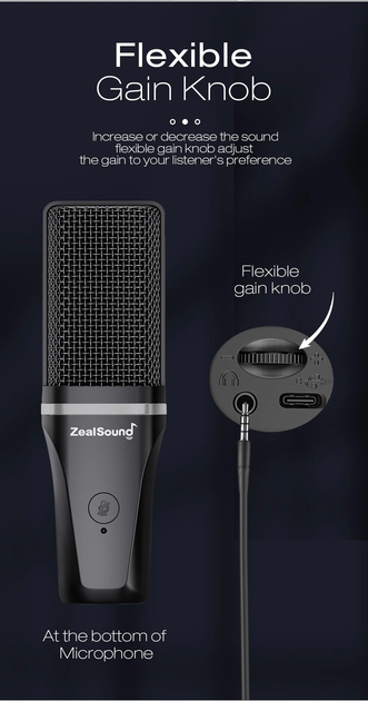 Микрофон Zealsound A68 USB с RGB-подсветкой - изображение 9