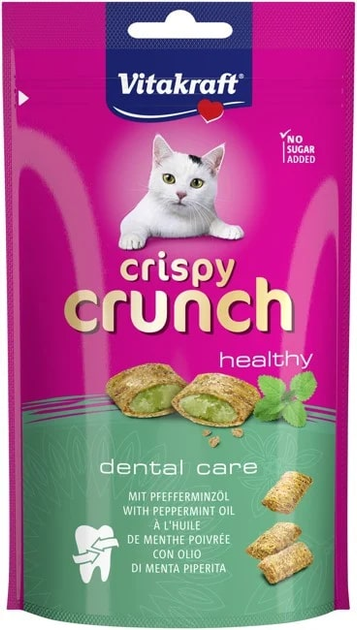 Ласощі для кішок Vitakraft Crispy Crunch для зубів з м'ятою 60 г (4008239288134) - зображення 1