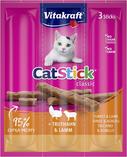 Smakołyk dla kotów Vitakraft pałeczki mięsne z indyka i jagnięciny 3 szt. x 6 g (4008239241924) - obraz 1