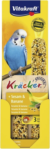 Smakołyki dla papużek falistych Vitakraft z sezamem i bananem 60 g (4008239212542) - obraz 1