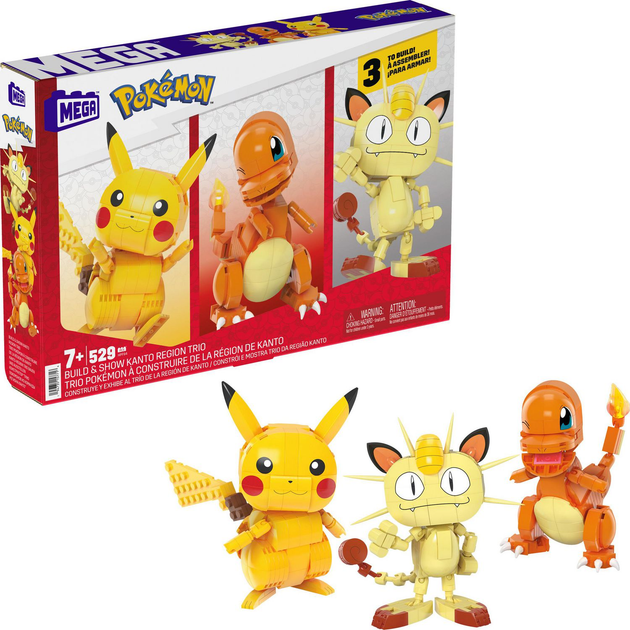 Klocki konstrukcyjne Mattel Mega Pokemon Kanto Region Trio 529 elementów (194735157716) - obraz 2