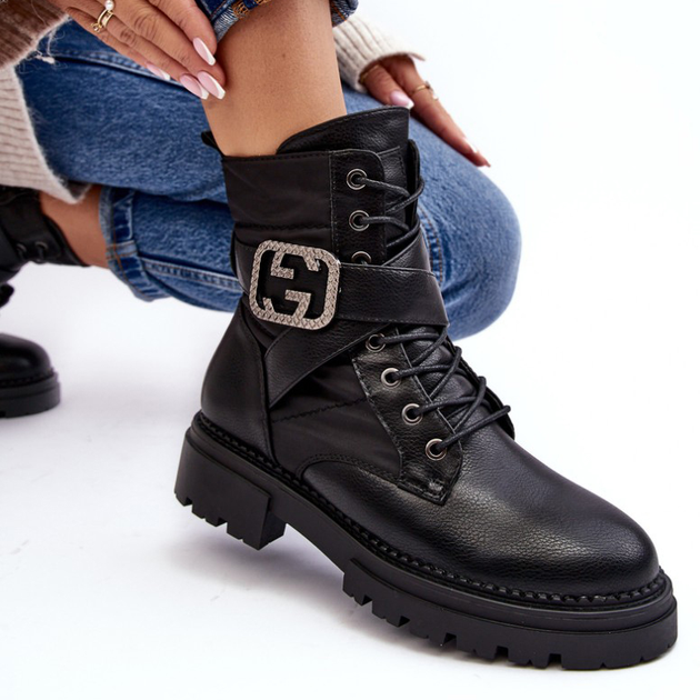 Жіночі зимові черевики Gennee 37 Чорні (5905677890105) - зображення 2