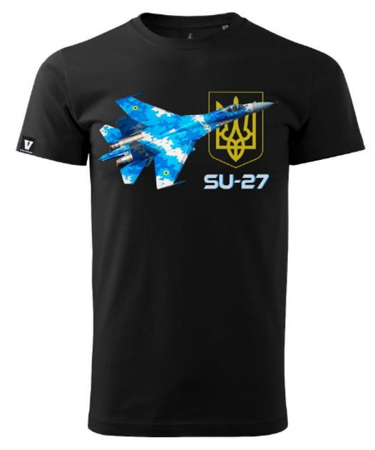 Футболка чоловіча Voyovnik SU-27 Black Size XXL - изображение 1