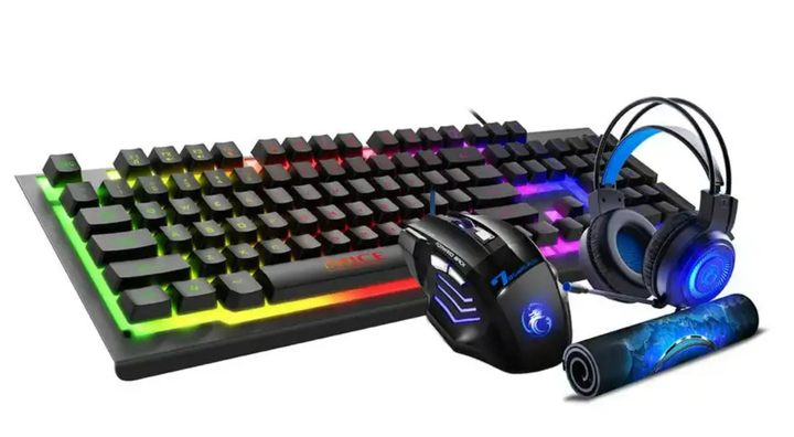 Ігровий комплект 4 в 1 з підсвічуванням RGB Gaming Миша Навушники Клавіатура Килимок - зображення 4