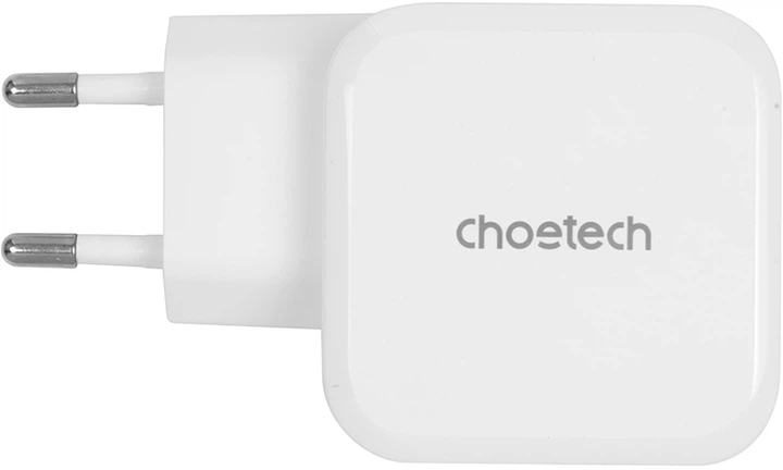 Мережевий зарядний пристрій CHOETECH GaN USB Type-C 45W PD 3.0 QC 3.0 PPS White (PD8007) - зображення 3