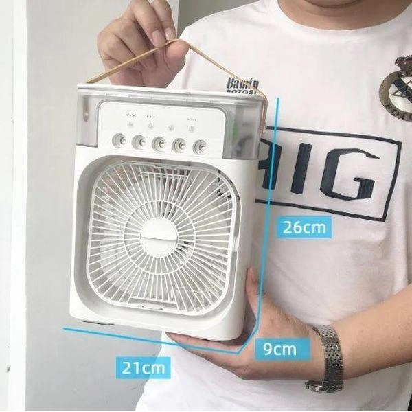 Портативний вентилятор з водяним охолодженням Air Cooler Fan 4в1 Нічник зволожувач з LED підсвічуванням USB Білий - зображення 3