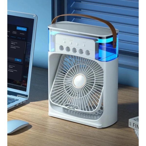 Портативний вентилятор з водяним охолодженням Air Cooler Fan 4в1 Нічник зволожувач з LED підсвічуванням USB Білий - зображення 6
