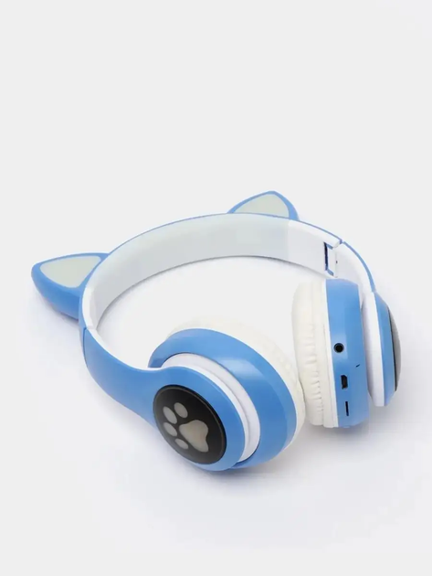 Бездротові навушники з котячими вушками CAT EAR Bluetooth 5.0 + EDR дитячі навушники, ігрові з блютуз гарнітурою та LED підсвічуванням, сині - Фото 3 Бездротові навушники з котячими вушками CAT EAR Bluetooth 5.0 + EDR дитячі навушники, ігрові з блютуз гарнітурою та LED підсвічуванням, сині - зображення 3